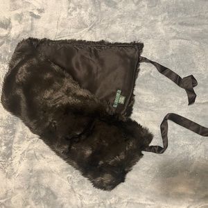 New! Ralph Lauren fur wrap with satin tie